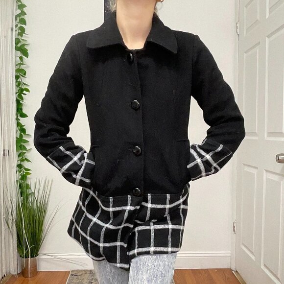 Slate & Willow Button-Up Plaid Shirt Jacket Long Sleeve Size XS Black - Picture 2 of 5